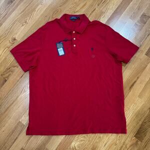 Polo Ralph Lauren Interlock Polo Shirt Mens XL Red Blue Short Sleeve NWT